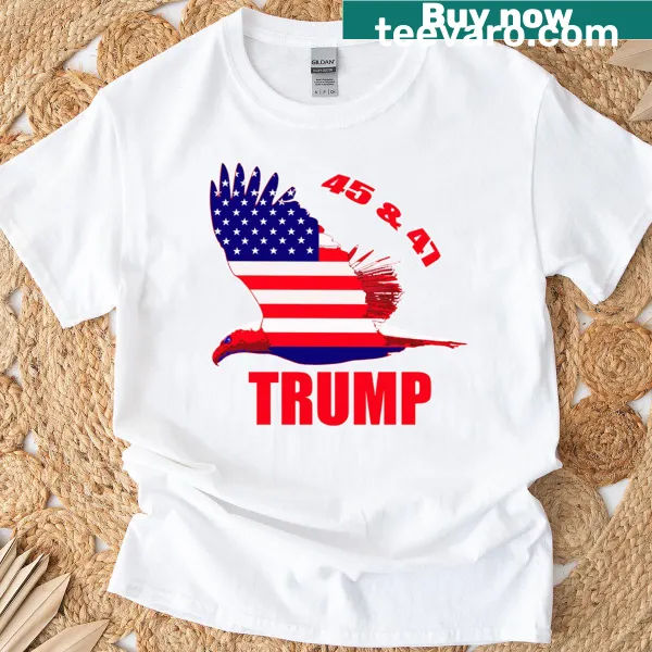 Oversized T-shirt with bold 'Trump 45 47' text