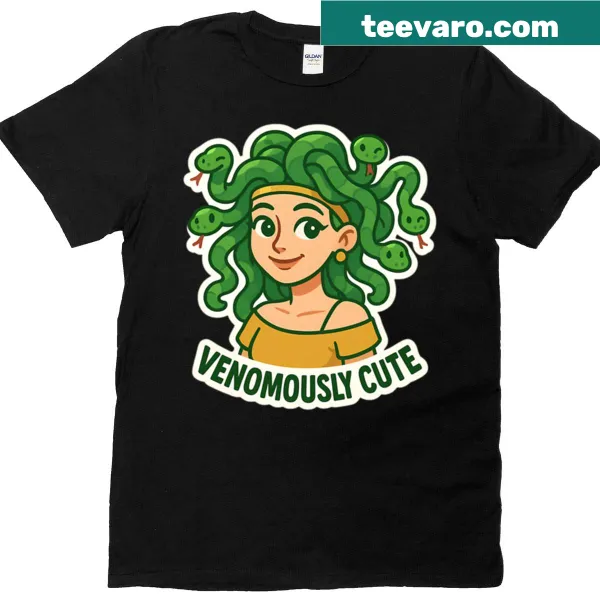 Adorable illustration of Medusa on a T-shirt.