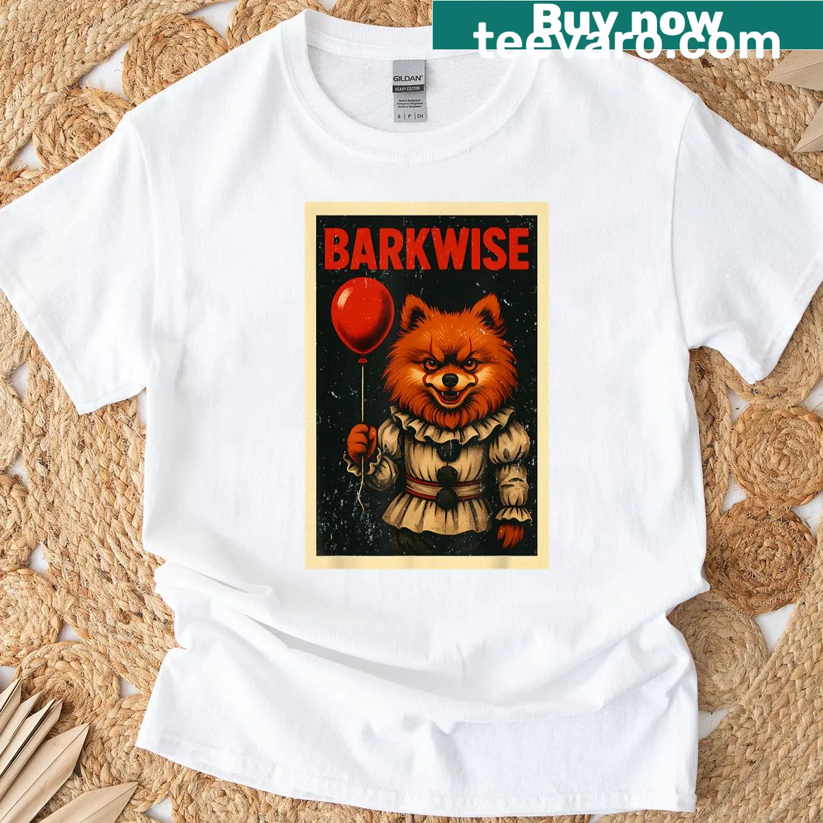 Funny Halloween shirt with a vintage horror poster design featuring a dog — on a men's t-shirt