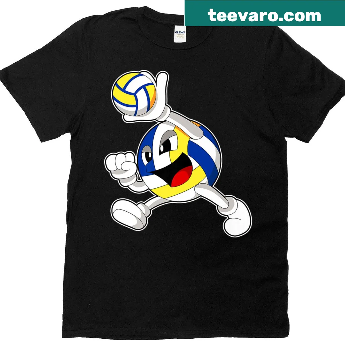 Premium volleyball t-shirt with bold player text design — on a men's t-shirt