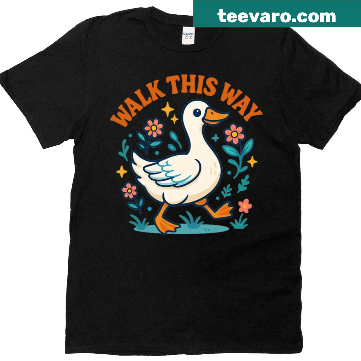 Playful t-shirt with a goose graphic and fun text — on a men's t-shirt