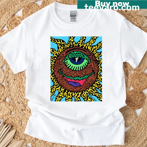 Inspirational typography design stating 'We All Shine On' on a t-shirt