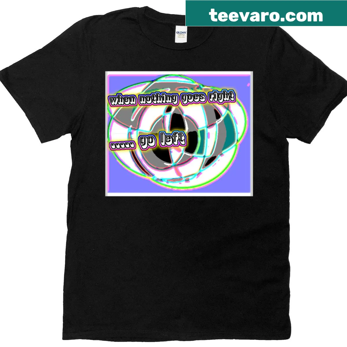 T-shirt featuring playful abstract typography with motivational phrase — on a men's t-shirt