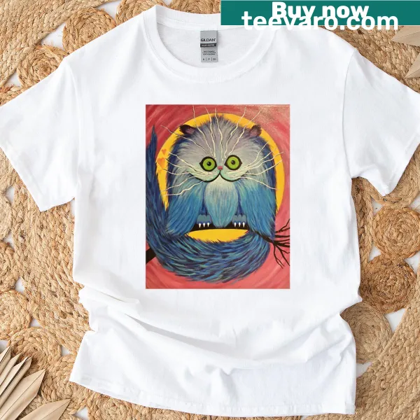 Oversized t-shirt featuring a whimsical fantasy cat design.