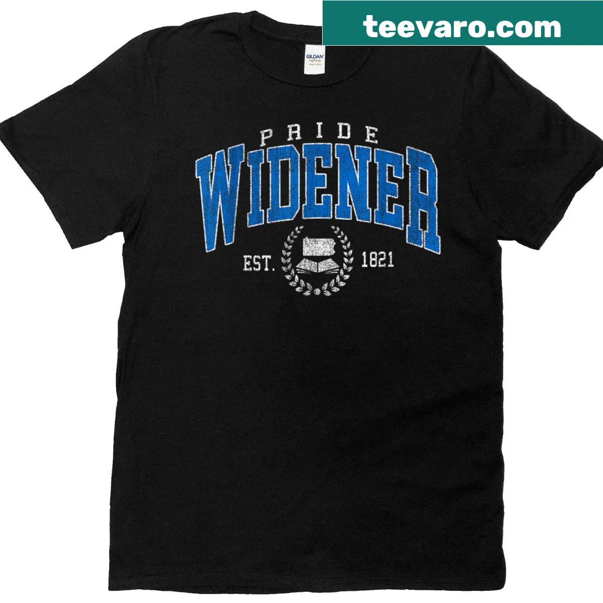 Vintage distressed Widener Arch athletic sports tee for men and women — on a men's t-shirt