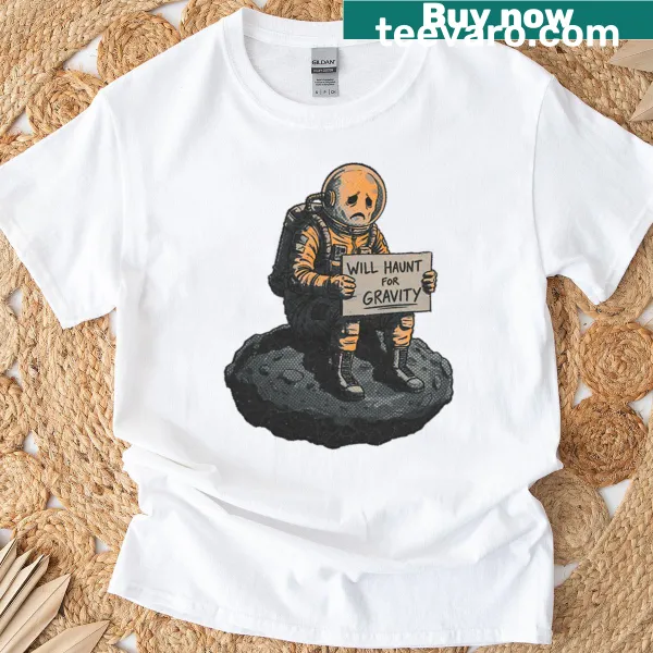 Retro T-shirt with an astronaut ghost graphic and playful text