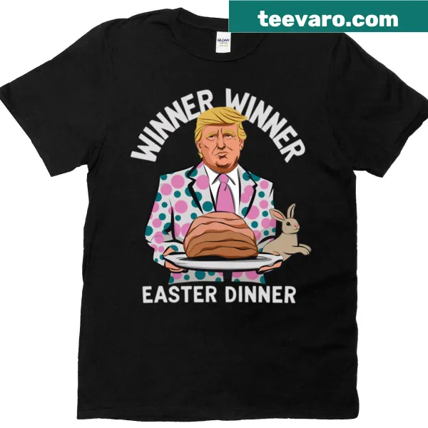 Illustrative t-shirt celebrating Easter dinner with humorous graphics.
