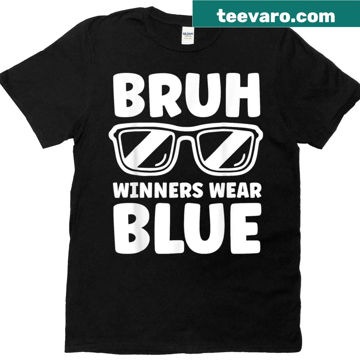 Team spirit T-shirt with 'Winners Wear Blue' text for game day — on a men's t-shirt