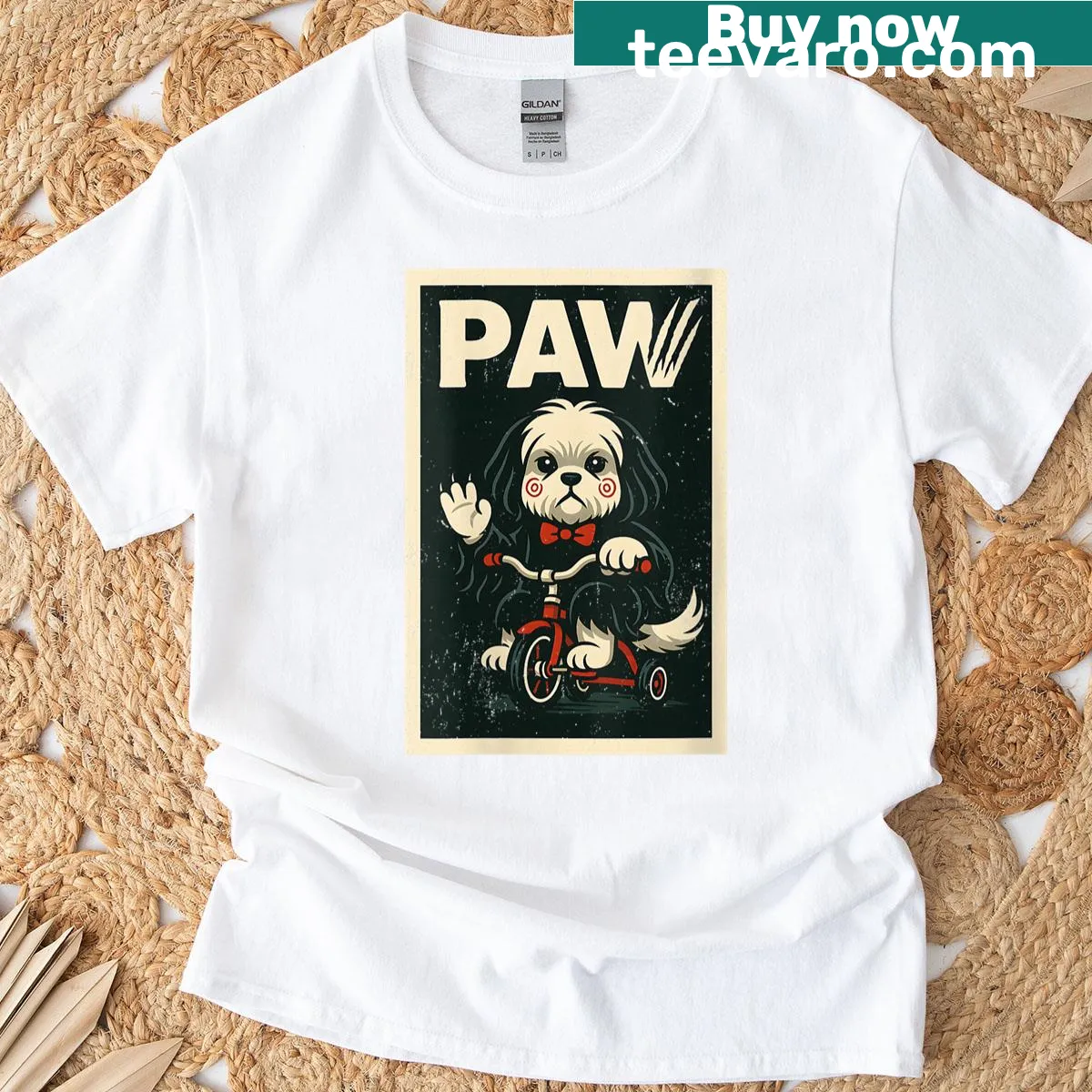Vintage Halloween dog graphic on humorous t-shirt — on a men's t-shirt