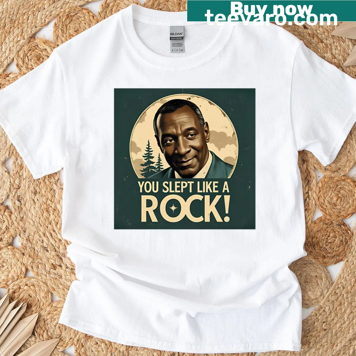 T-shirt with the phrase 'You Slept Like A Rock' in playful typography — on a men's t-shirt