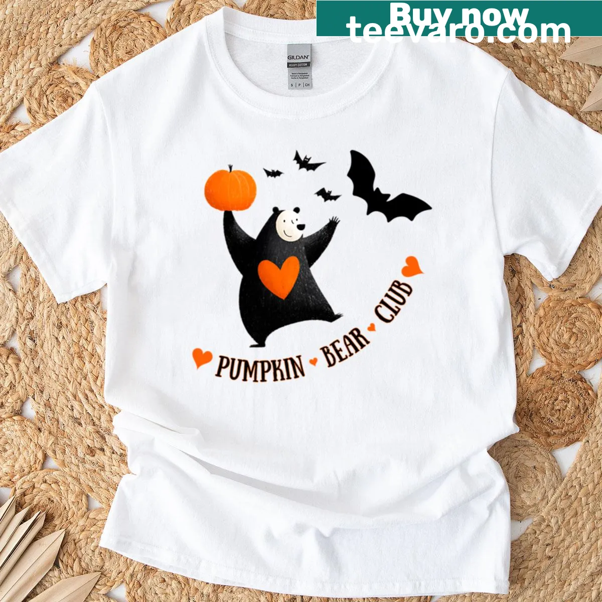 Funny Halloween bears graphic on oversized t-shirt — on a men's t-shirt