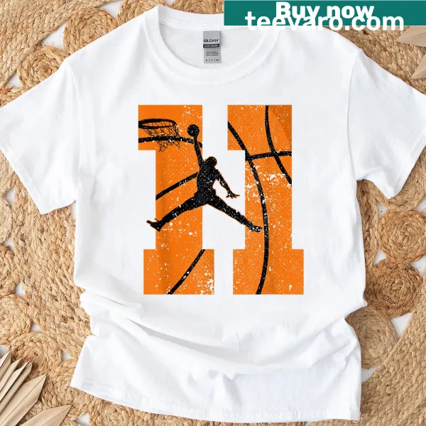 Birthday T-shirt for 11-year-old with basketball theme