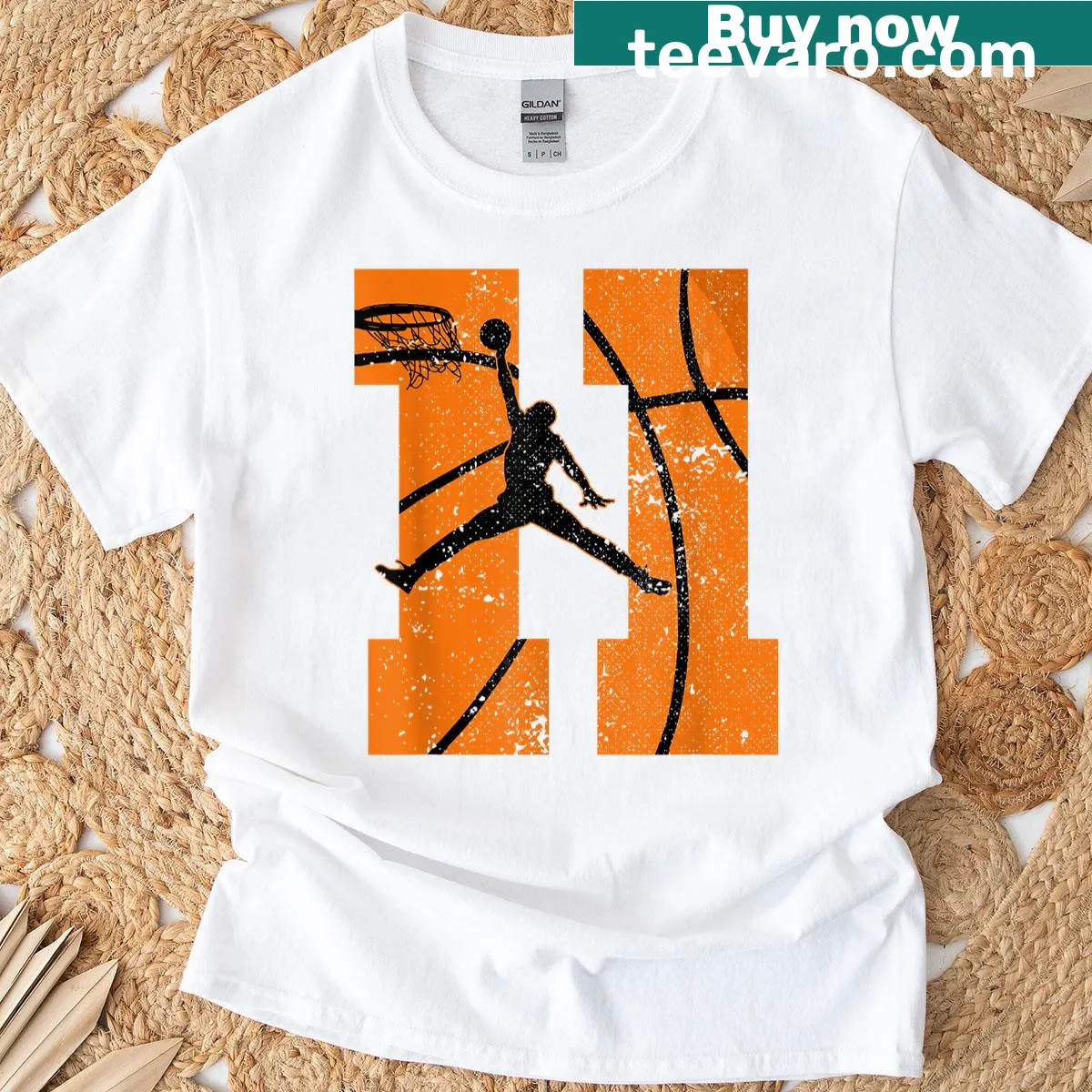 Birthday T-shirt for 11-year-old with basketball theme — on a men's t-shirt