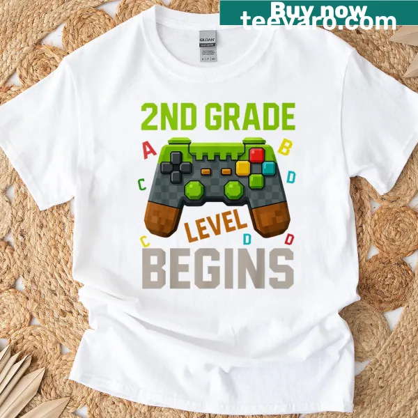 Funny t-shirt for kids about 2nd grade and gaming