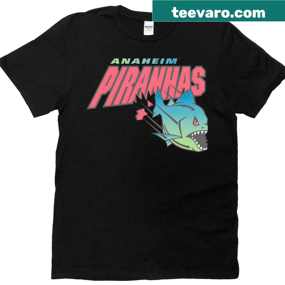 Anaheim Piranhas vintage logo on a T-shirt — on a men's t-shirt