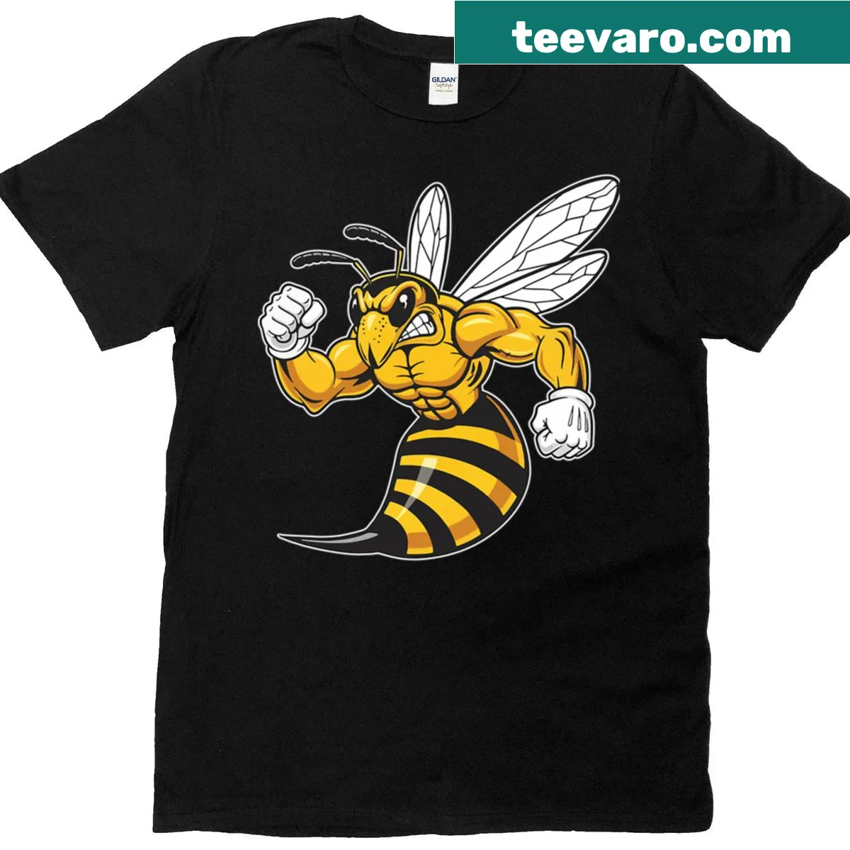 Edgy Angry Wasp Scooter Club graphic on a t-shirt — on a men's t-shirt