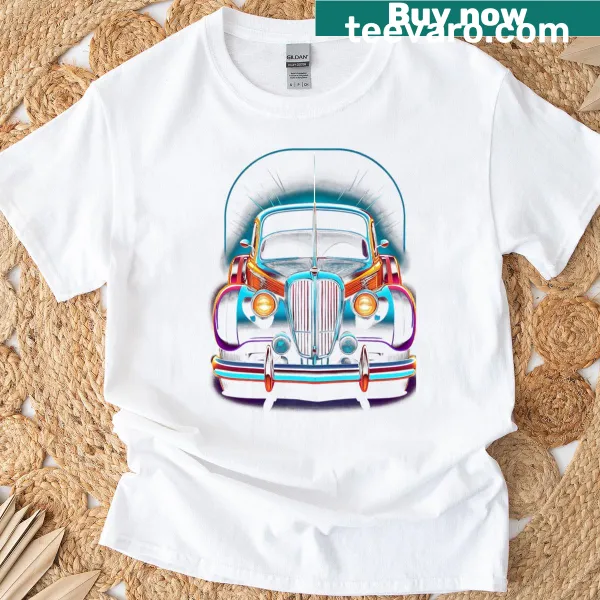 Art Deco style T-shirt featuring an elegant vintage car graphic