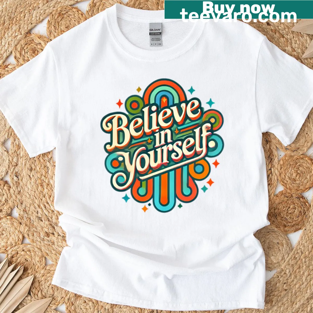Inspirational T-shirt with the quote 'Believe In Yourself'. — on a men's t-shirt