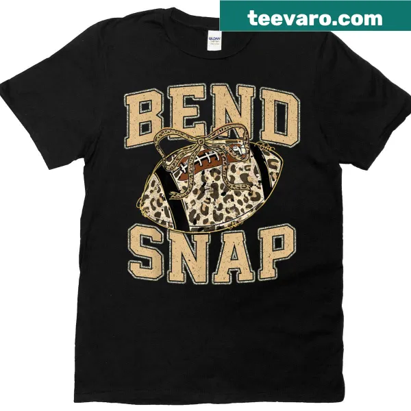 Playful football-themed shirt with leopard print and bow accents.