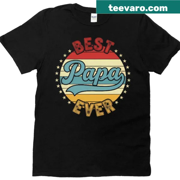 Retro circle T-shirt celebrating grandfathers as the 'Best Papa Ever'