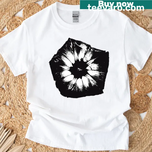 Oversized T-shirt featuring a black and white convolvulus flower photo