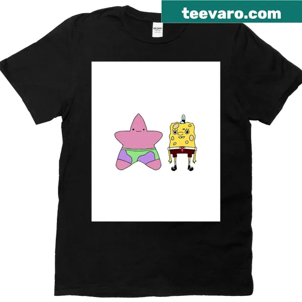 Cartoon graphic T-shirt featuring Bob Esponja and Patrick