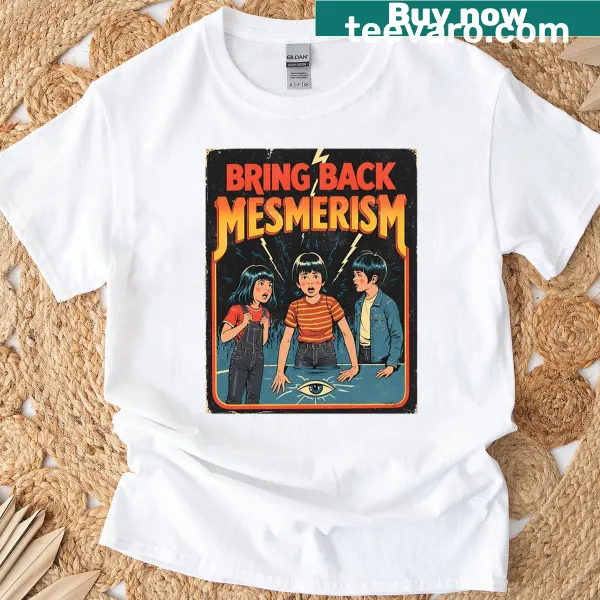 Vintage horror art graphic t-shirt depicting mesmerism theme