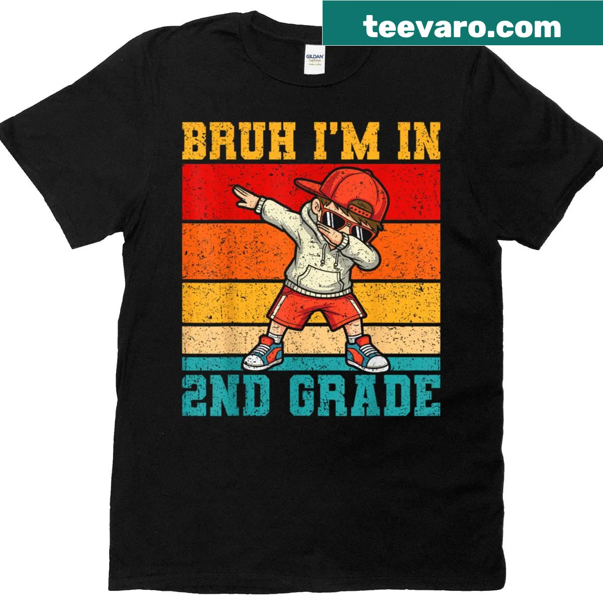 T-shirt for kids featuring a dabbing boy and 'Bruh, I'm in 2nd Grade'. — on a men's t-shirt