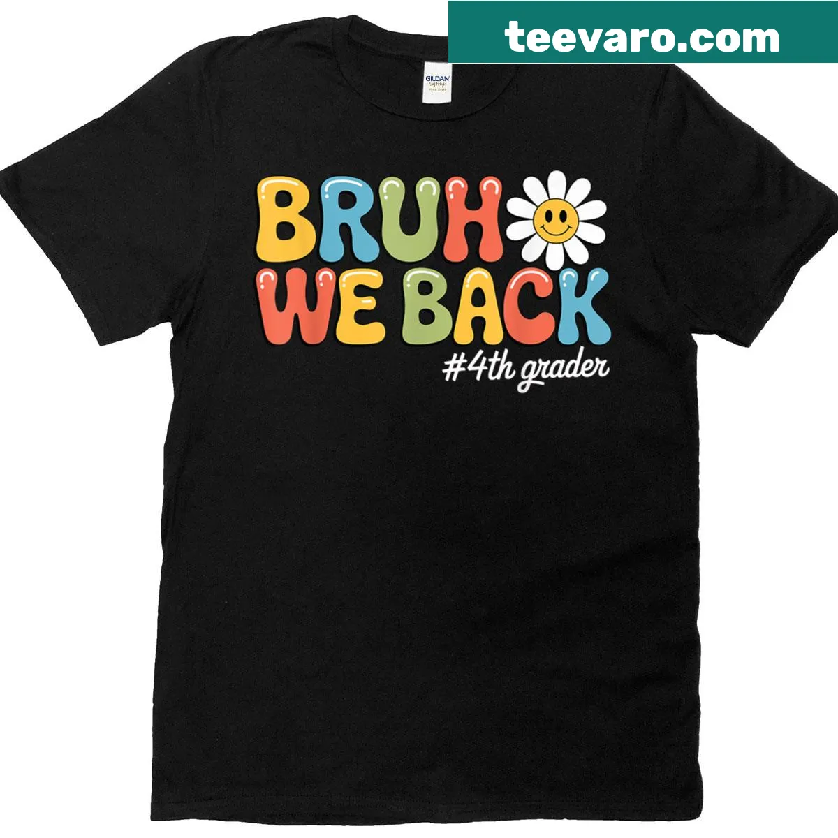 Playful typography design for fourth graders going back to school — on a men's t-shirt