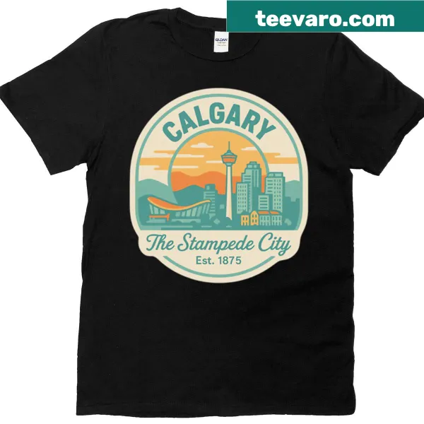 Vintage Calgary skyline T-shirt with Est 1875 text