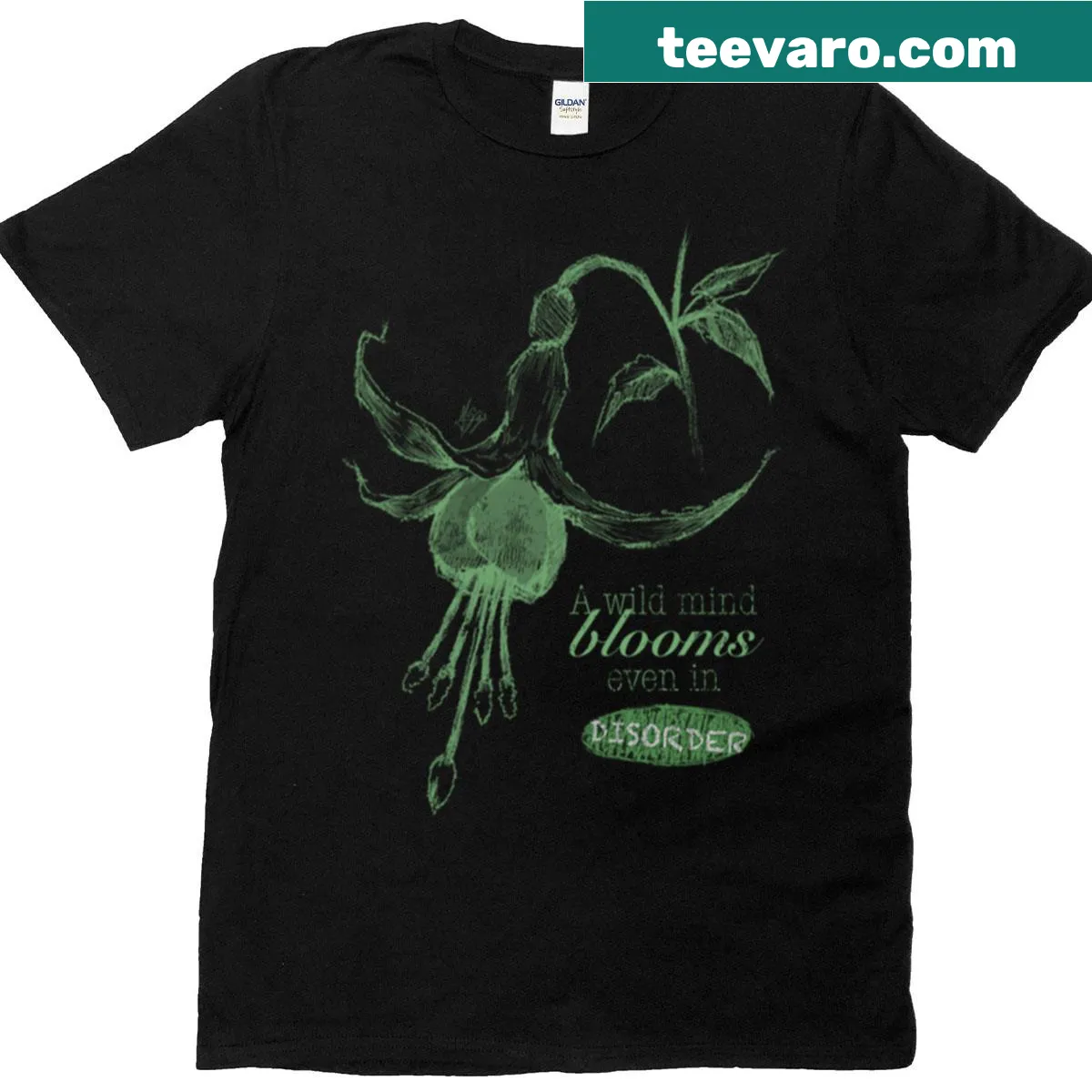 Floral illustration of chaos bloom salvia design on a T-shirt — on a men's t-shirt