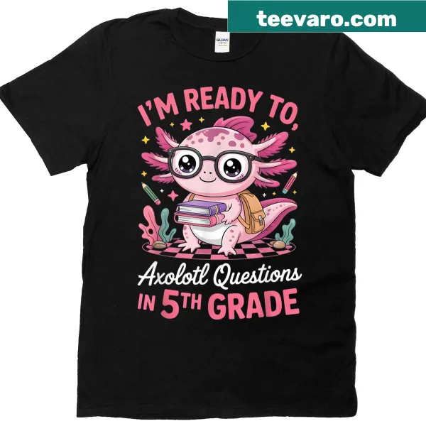 Cute axolotl graphic t-shirt for 5th graders