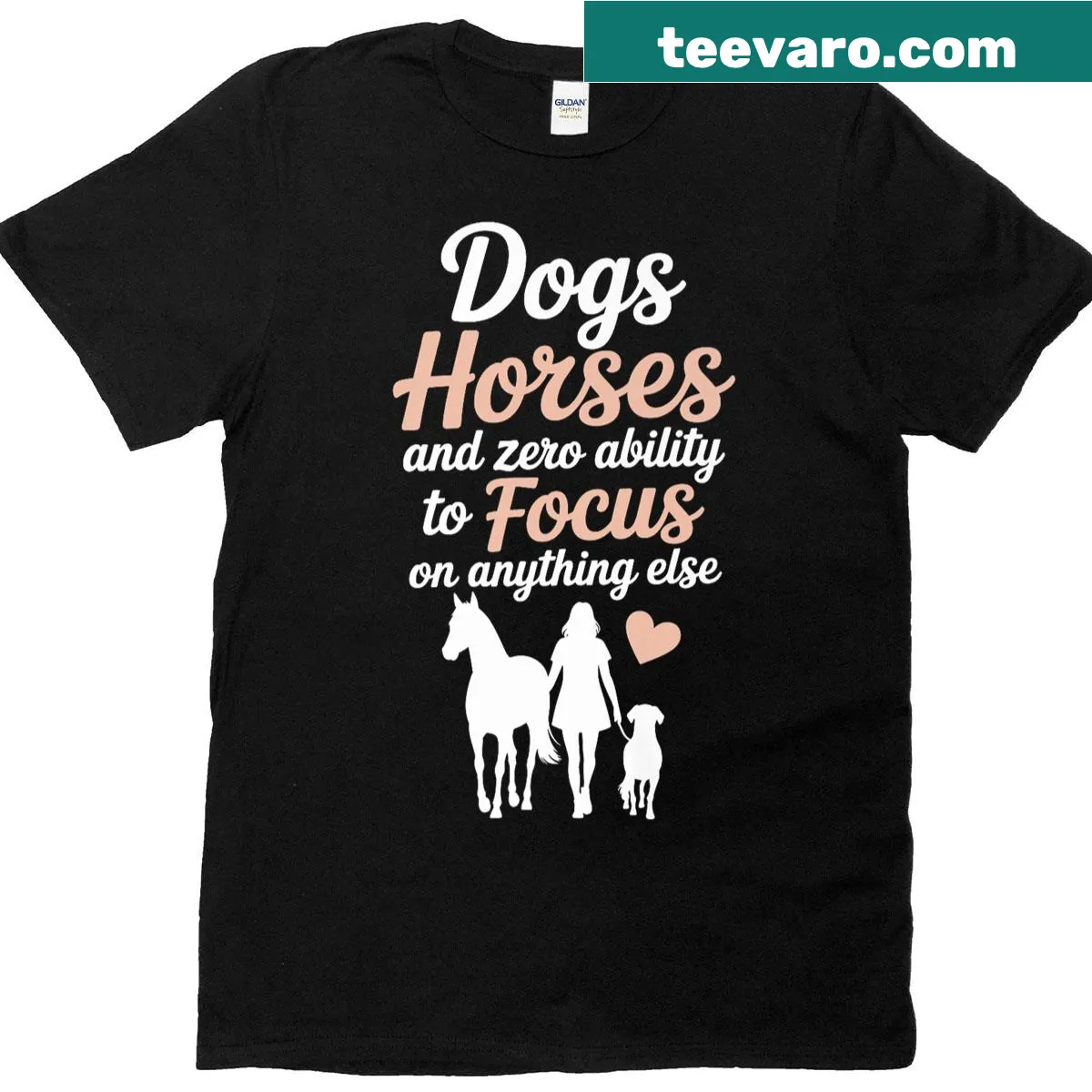 Illustration of a horse and dog on a horseback riding T-shirt — on a men's t-shirt