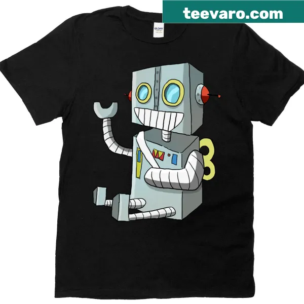 Retro wind-up robot graphic t-shirt