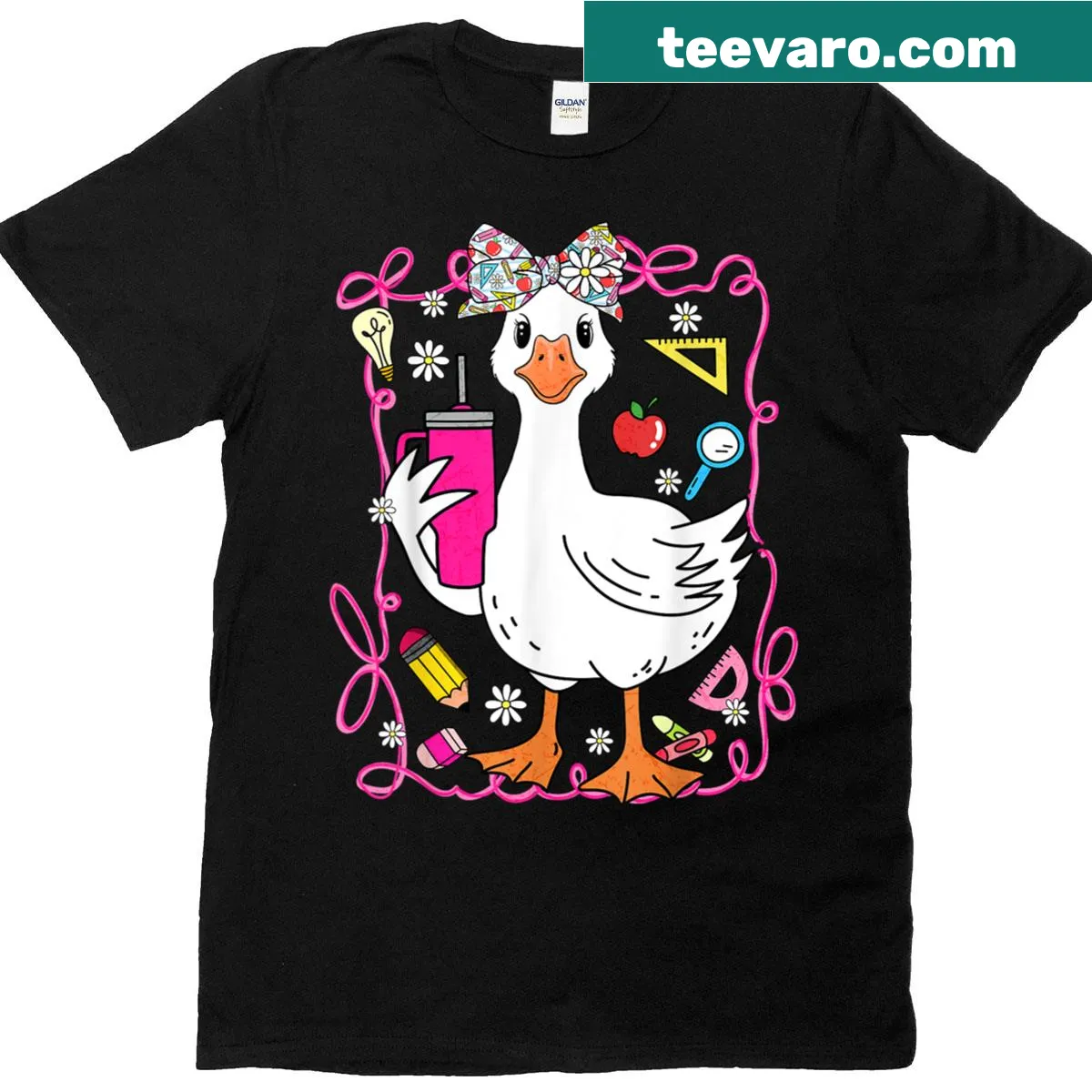 Funny teacher goose graphic T-shirt for educators — on a men's t-shirt