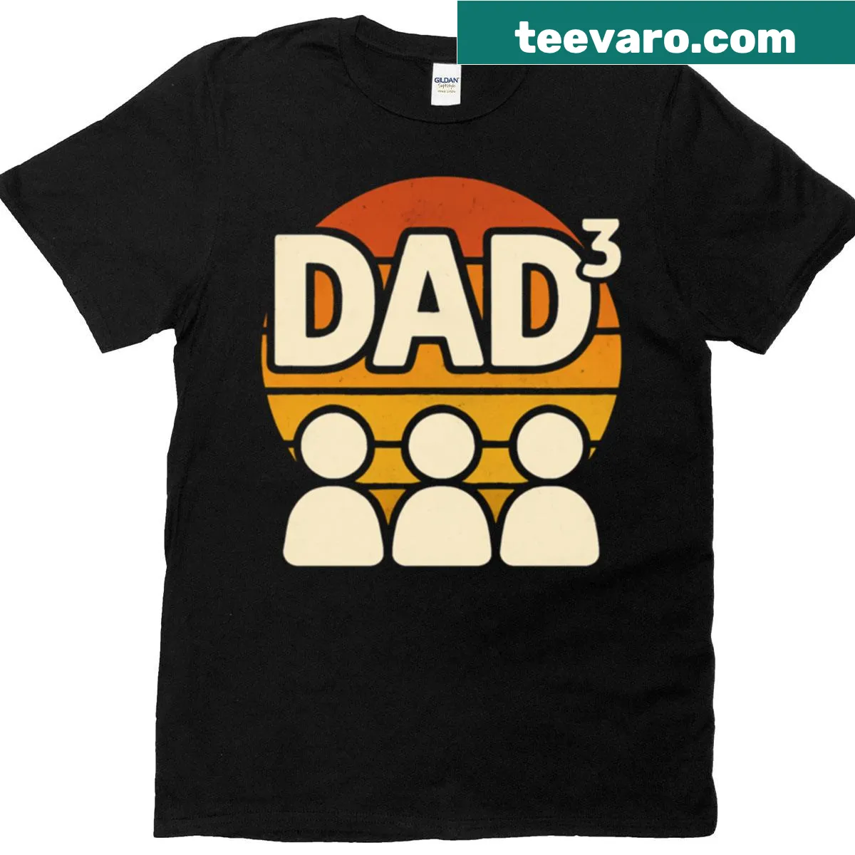 Retro sunset Dad Cubed graphic t-shirt — on a men's t-shirt