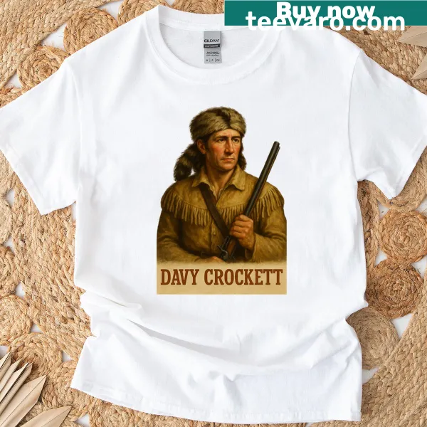 Illustrated Davy Crockett T-shirt with Alamo elements