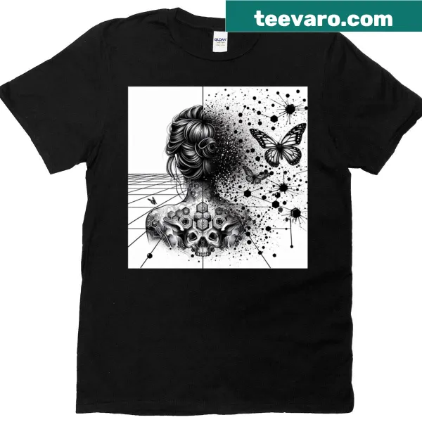 Fantasy butterfly graphic t-shirt with a dark theme