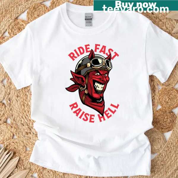 Bold graphic T-shirt featuring a biker with devil design