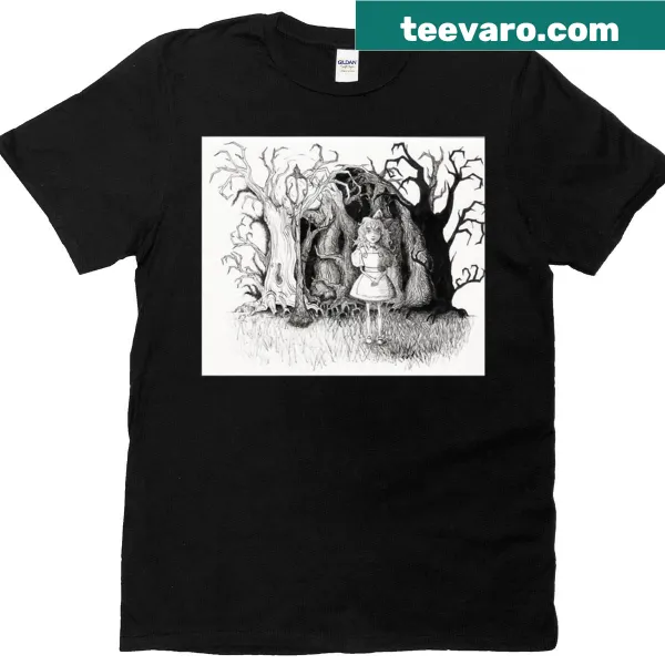 T-shirt featuring Edward Gorey inspired illustrations