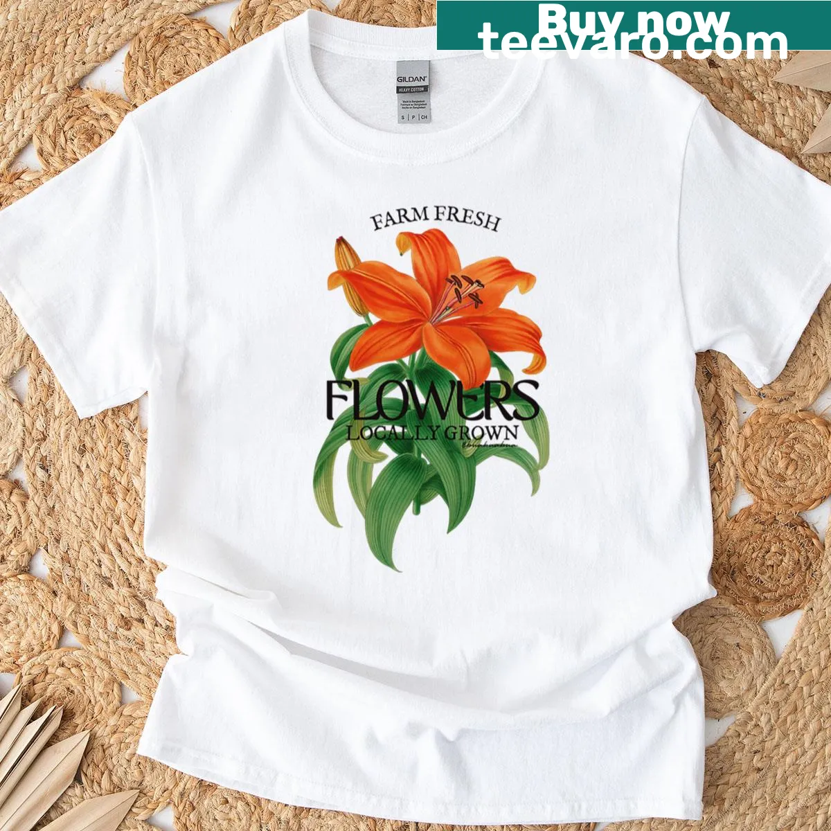 Floral illustration T-shirt inspired by farm fresh flowers — on a men's t-shirt
