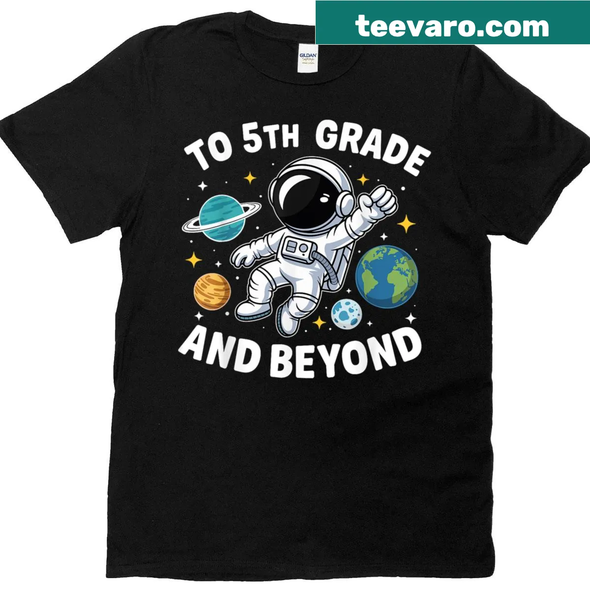 Space-themed T-shirt for fifth graders' first day of school — on a men's t-shirt
