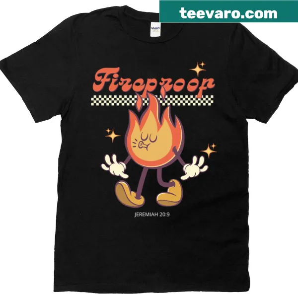 Vintage distressed T-shirt with Fireproof graphic