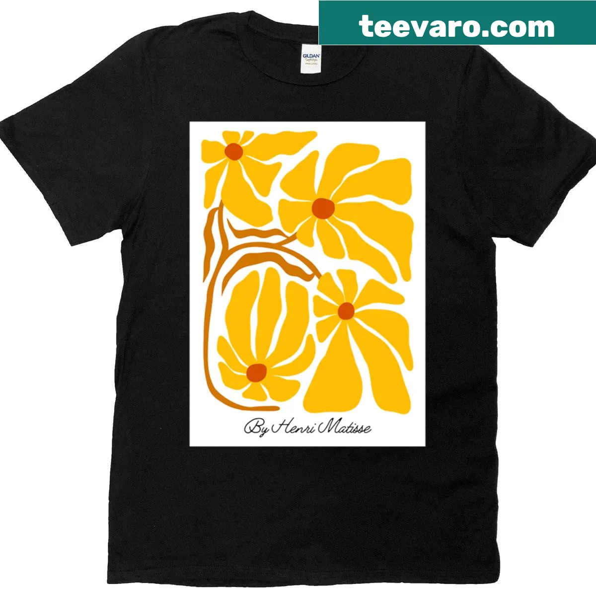 Floral design inspired by Henri Matisse on a T-shirt — on a men's t-shirt