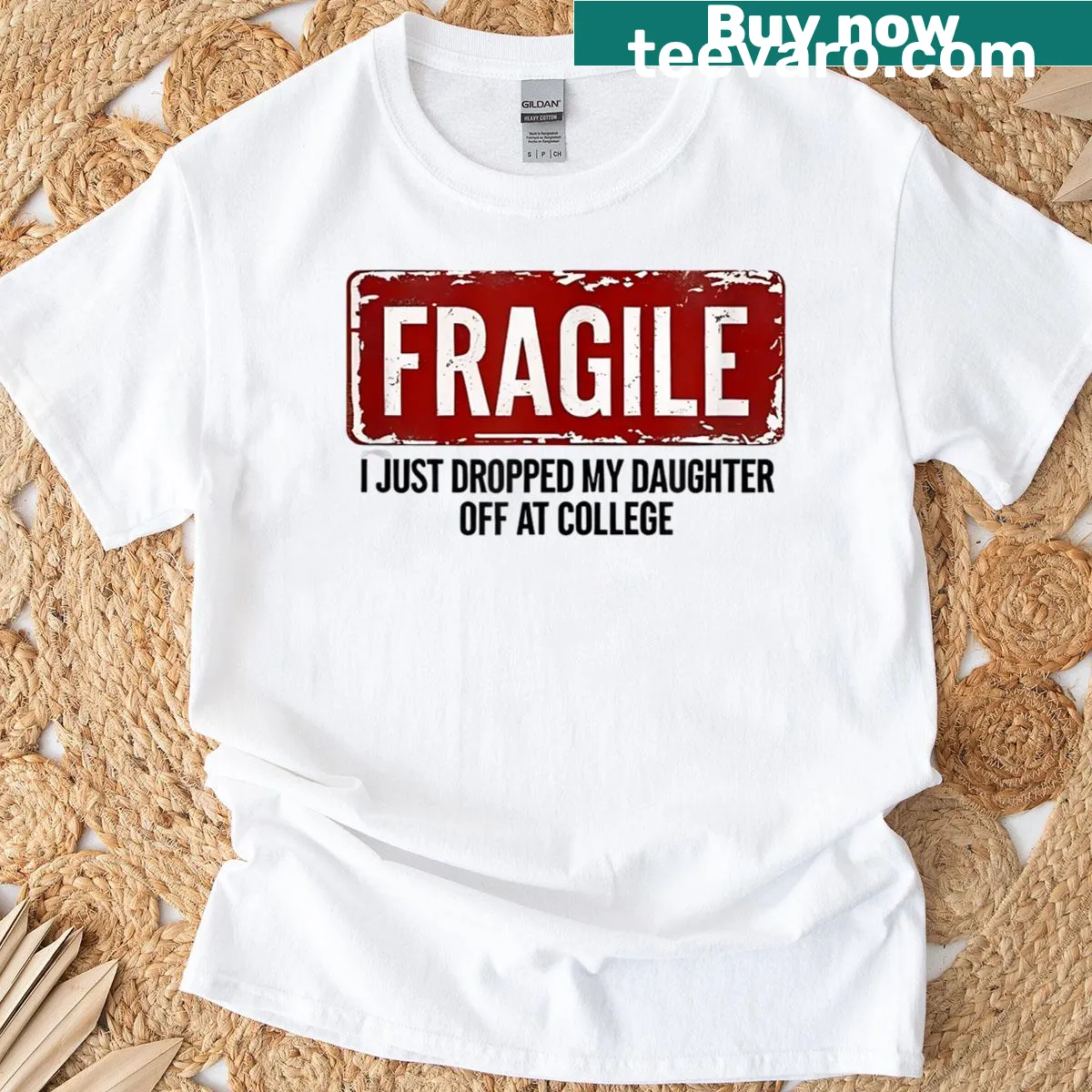 Sentimental t-shirt for parents dropping off their daughter at college — on a men's t-shirt