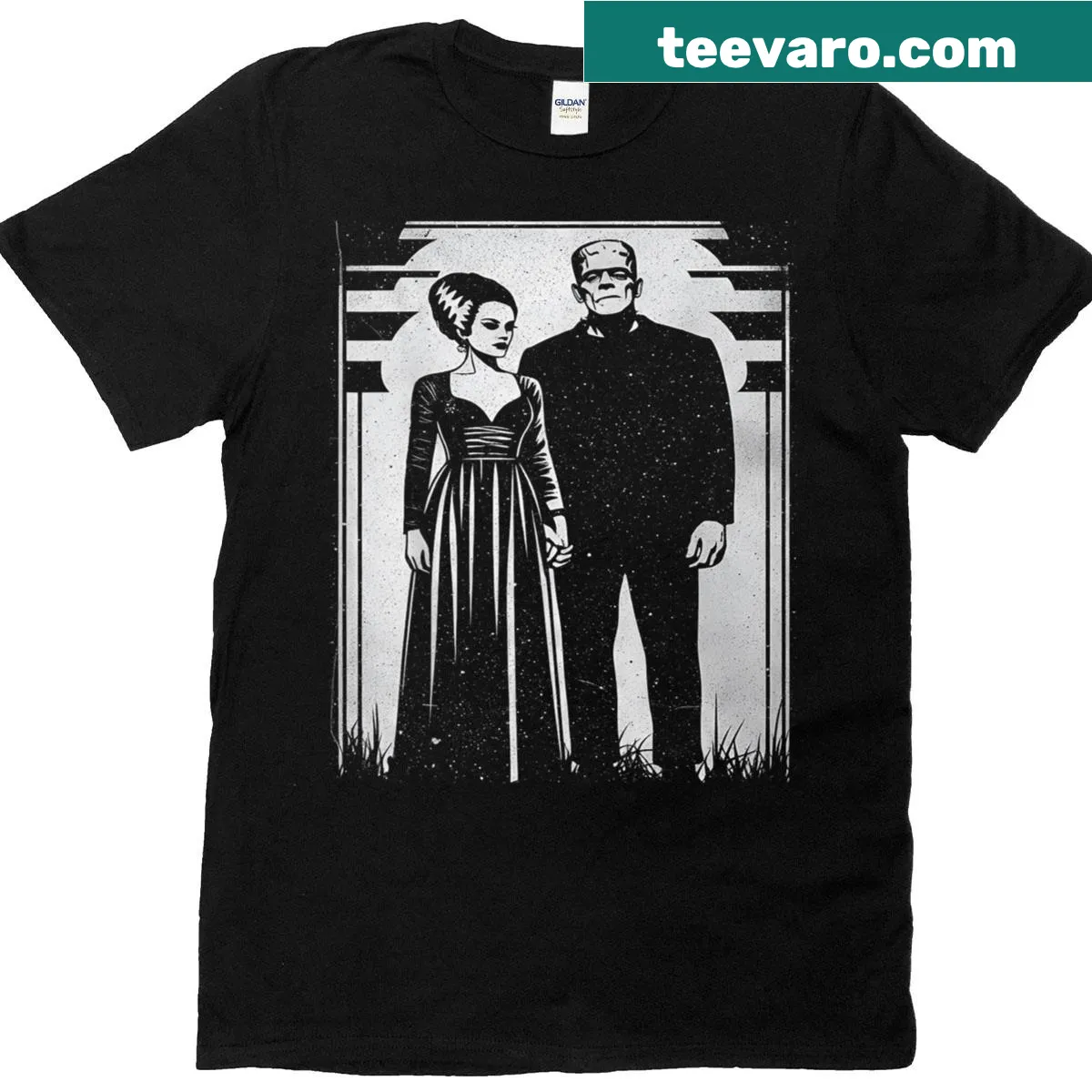 Vintage-style T-shirt featuring Frankenstein graphic for horror fans — on a men's t-shirt