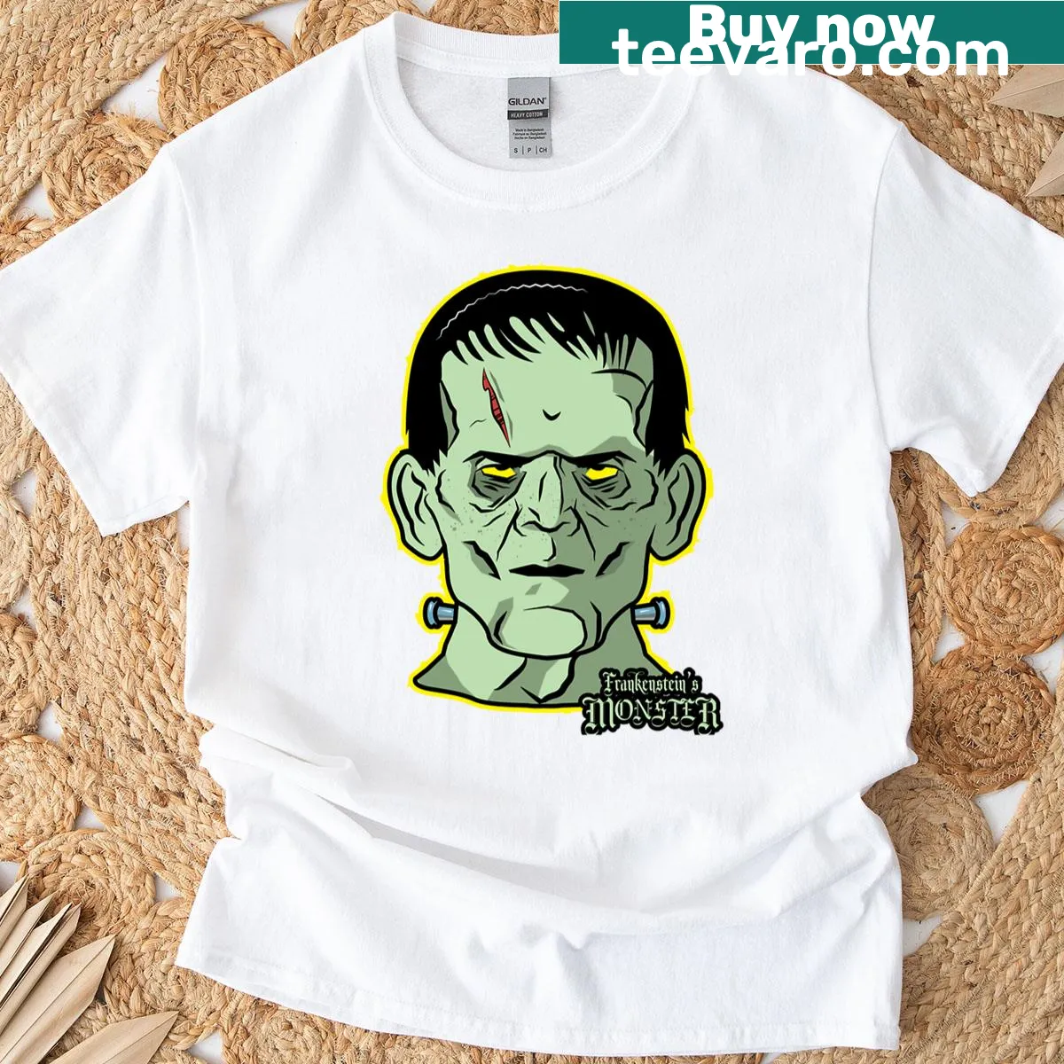 Playful Frankenstein's Monster t-shirt design — on a men's t-shirt