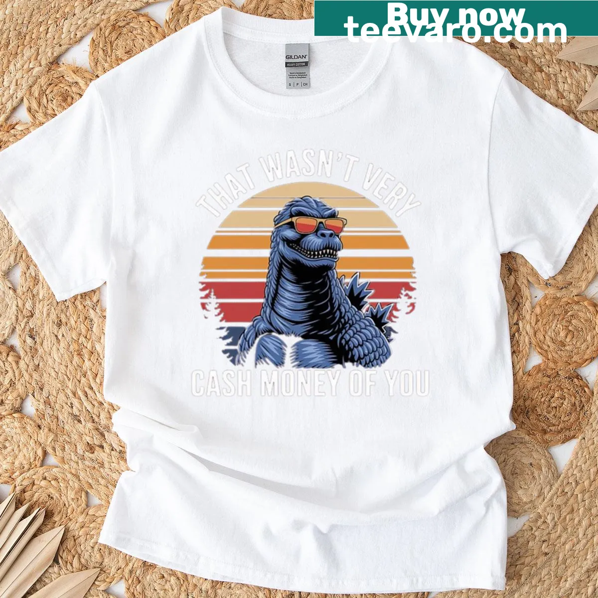 Funny T-shirt featuring a cool lizard monster retro design — on a men's t-shirt