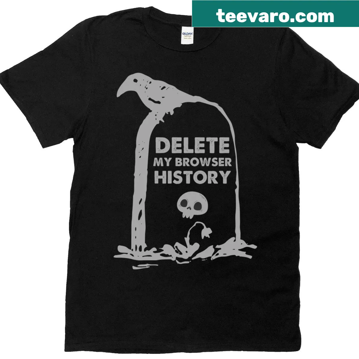 Funny Halloween T-shirt with the phrase Delete My Browser History — on a men's t-shirt