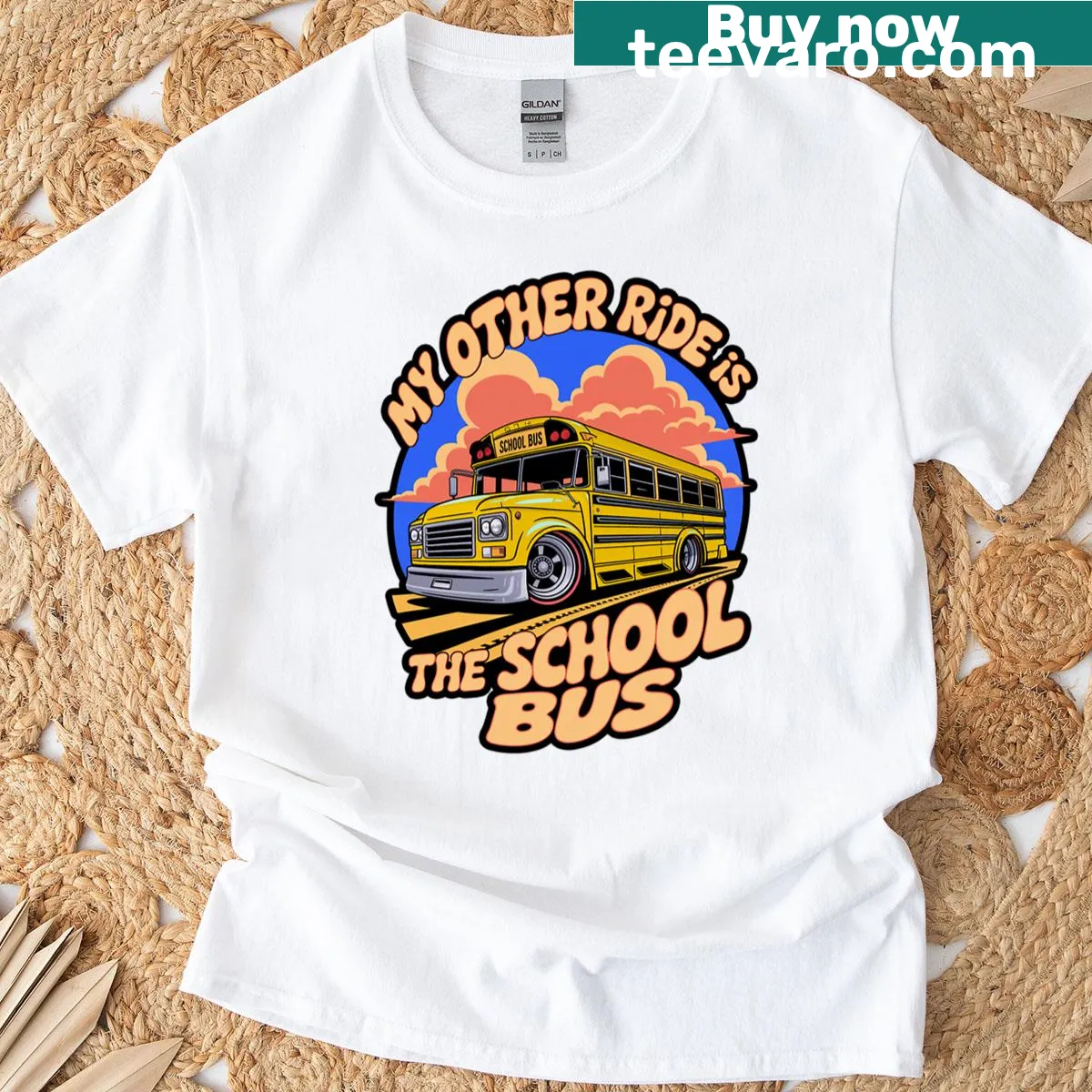 T-shirt depicting a humorous design for school bus drivers — on a men's t-shirt